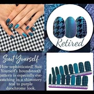 🎉3/$25 NEW Color Street Nail Strips Suit Yourself teal to purple houndstooth